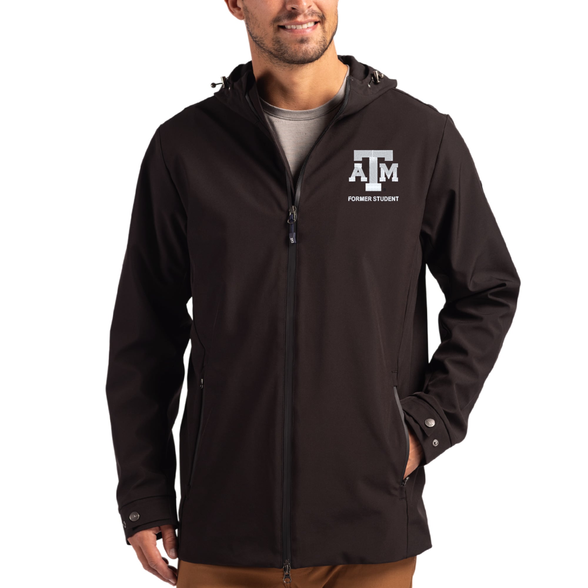Men's Cutter & Buck Texas A&M Aggies Alumni Logo Camano Everyday Stretch Water-Resistant Full-Zip Jacket