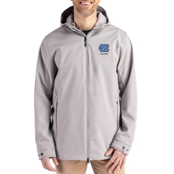 Men's Cutter & Buck  Gray North Carolina Tar Heels Alumni Logo Camano Everyday Stretch Water-Resistant Full-Zip Jacket