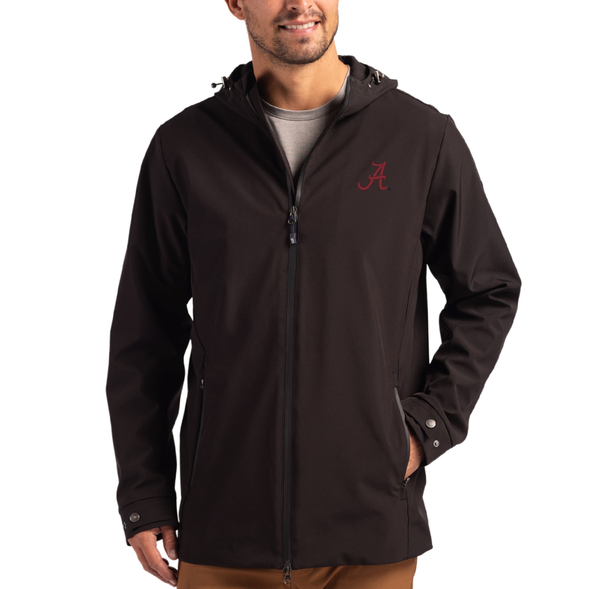 Men's Cutter & Buck Alabama Crimson Tide Primary Logo Camano Everyday Stretch Water-Resistant Full-Zip Jacket