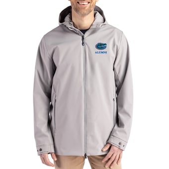 Men's Cutter & Buck  Gray Florida Gators Alumni Logo Camano Everyday Stretch Water-Resistant Full-Zip Jacket