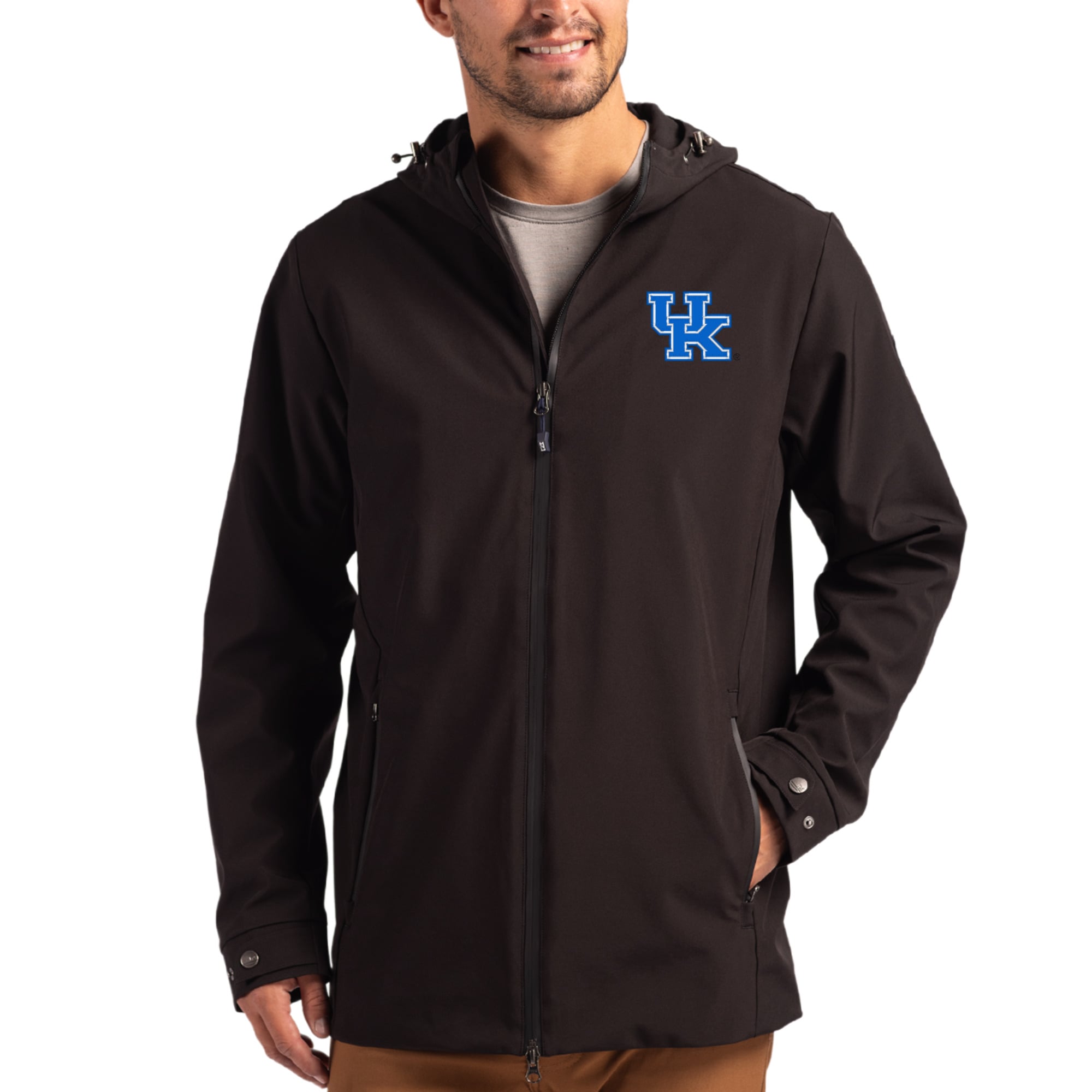 Men's Cutter & Buck  Black Kentucky Wildcats Primary Logo Camano Everyday Stretch Water-Resistant Full-Zip Jacket