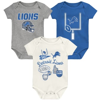 Infant & Newborn Outerstuff  Detroit Lions Littlest Player Three-Piece Bodysuit Set