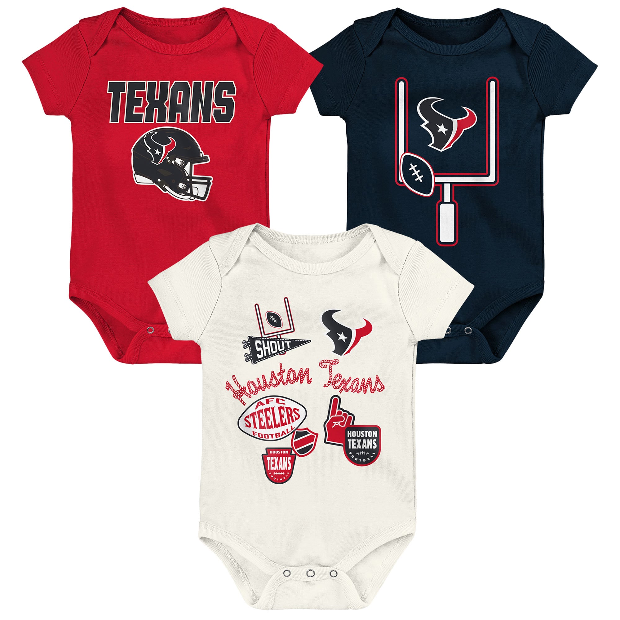 Infant & Newborn Outerstuff Houston Texans Littlest Player Three-Piece Bodysuit Set Infant & Newborn Outerstuff Houston Texans Littlest Player Three-Piece Bodysuit Set