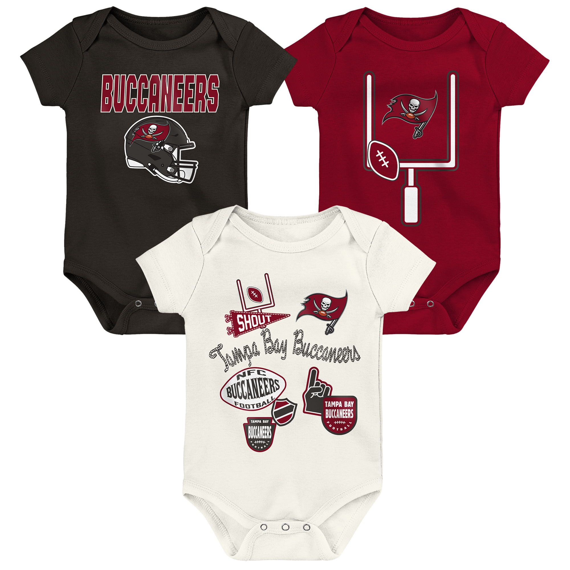 Infant & Newborn Outerstuff Tampa Bay Buccaneers Littlest Player Three-Piece Bodysuit Set