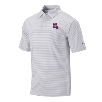Men's Columbia Gray LSU Tigers Vault Logo Club Invite Polo
