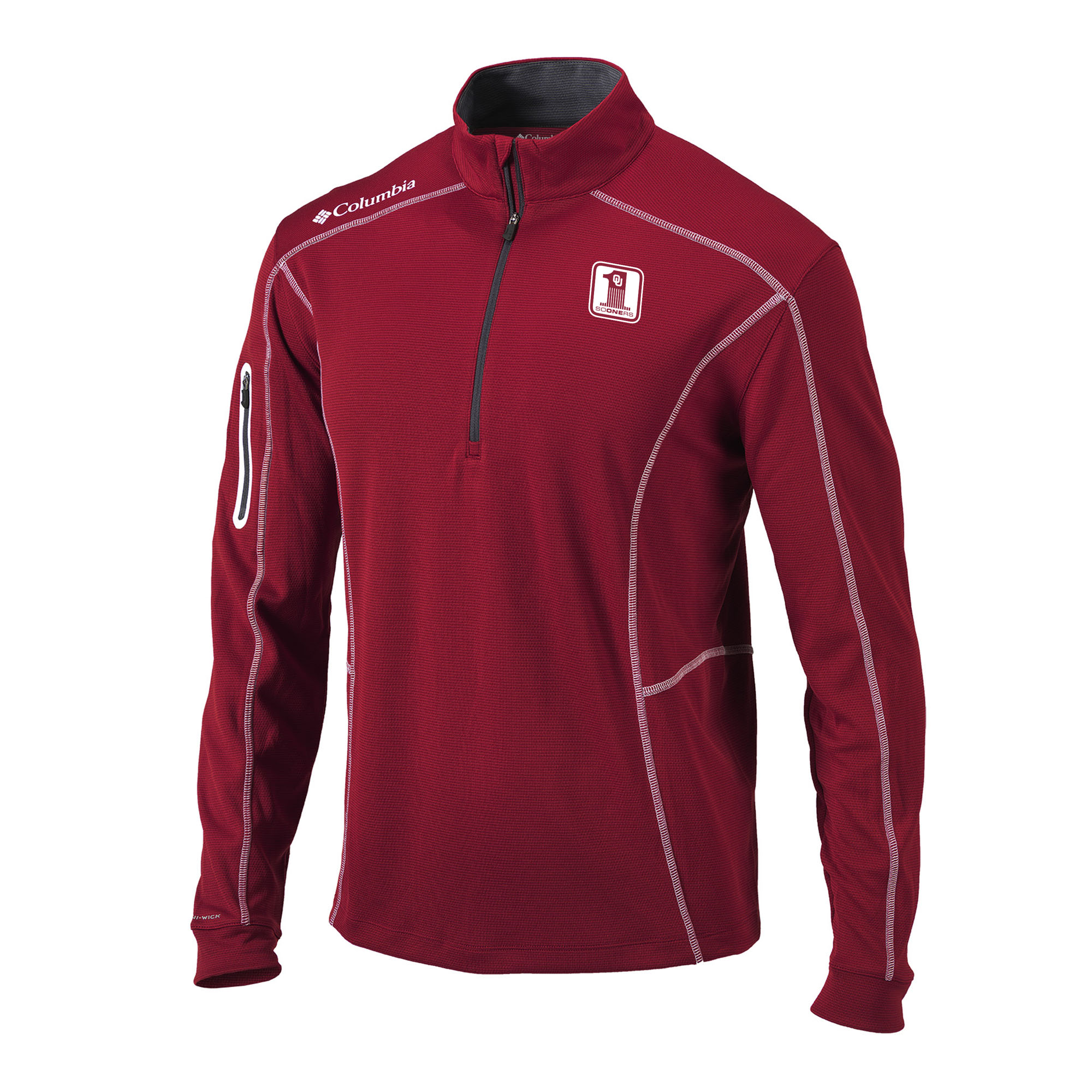Men’s Columbia Crimson Oklahoma Sooners Vault Omni-Wick Shotgun Quarter-Zip Pullover