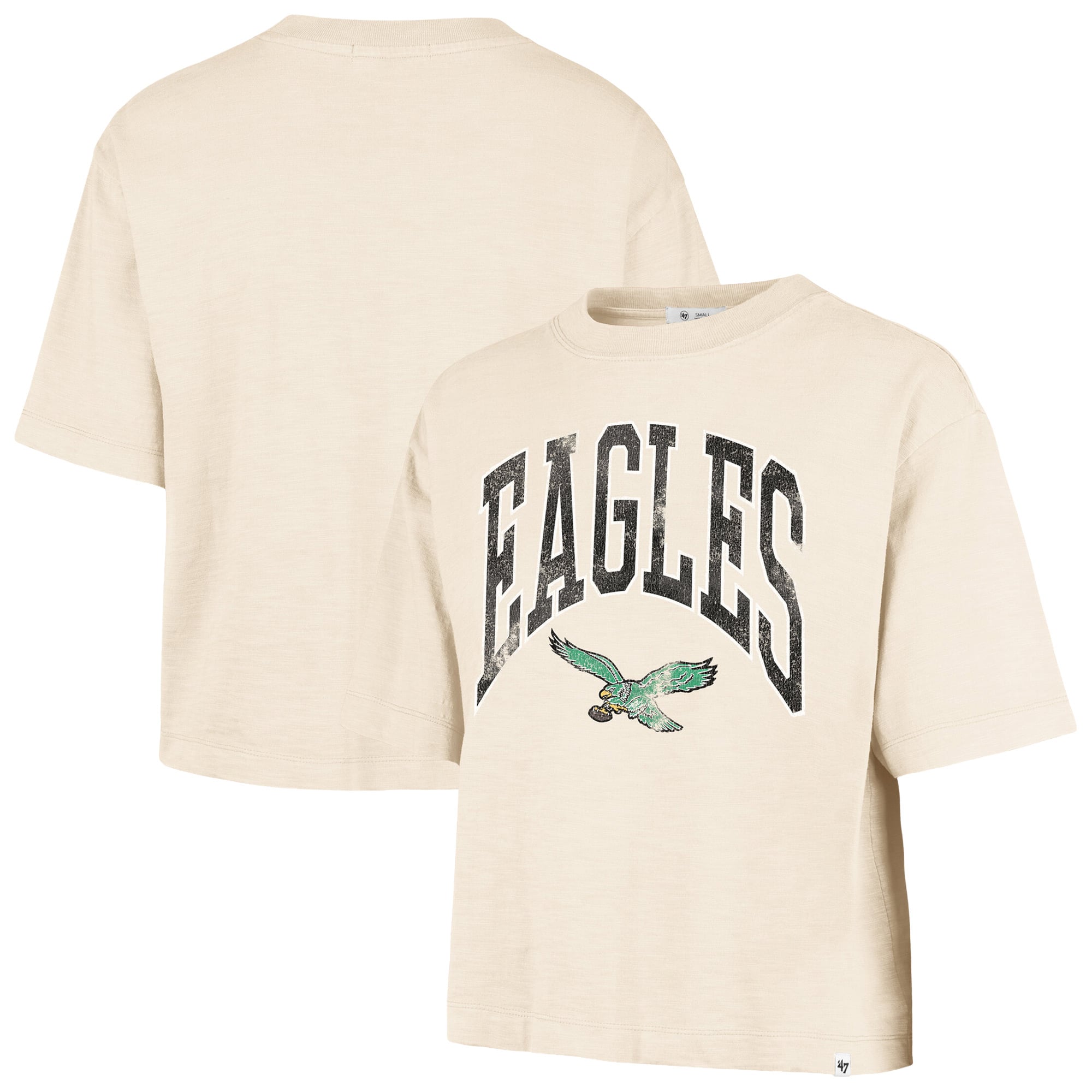 Women's '47 Natural Philadelphia Eagles Cropped Mindi Slub T-Shirt