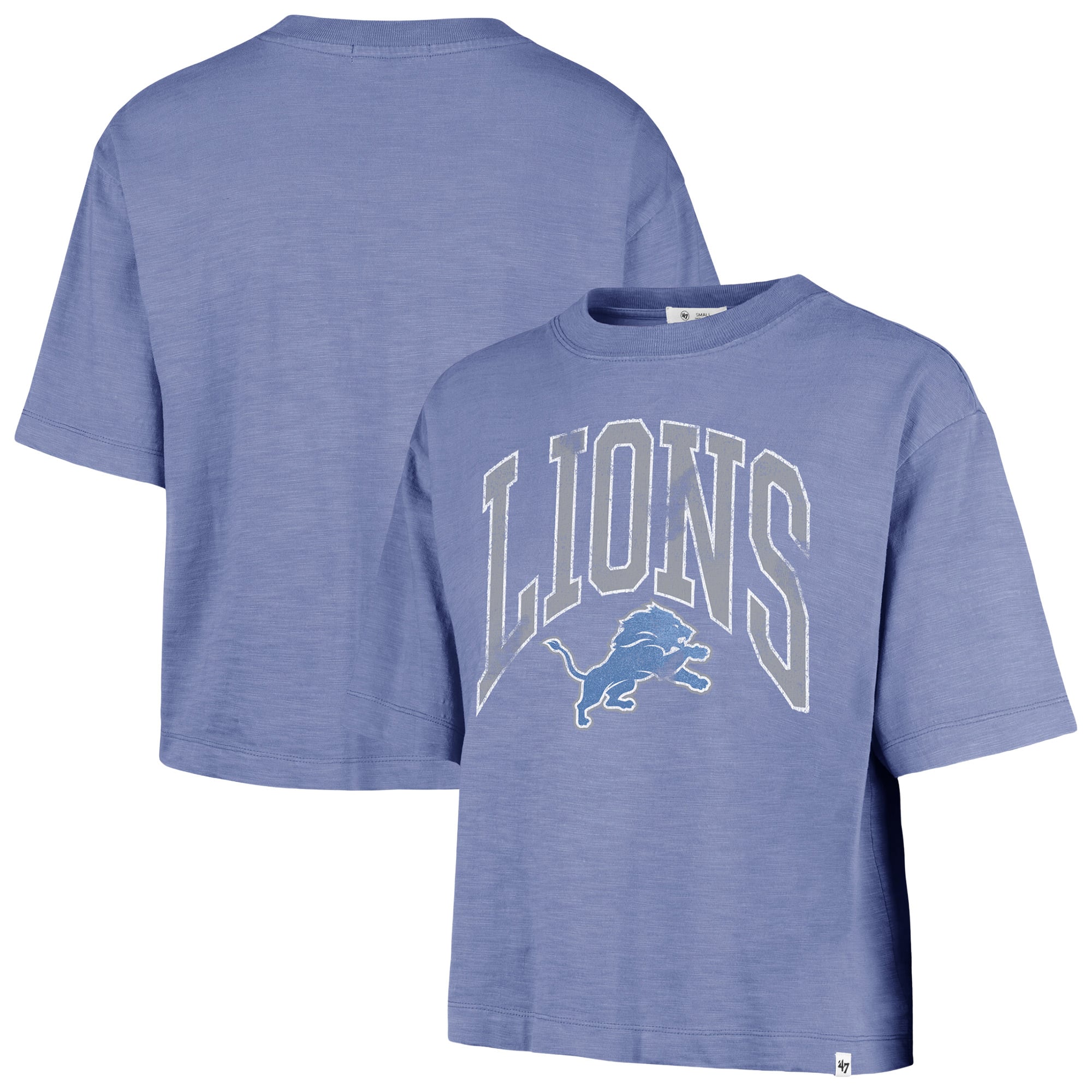 Women's '47  Blue Detroit Lions Cropped Mindi Slub T-Shirt
