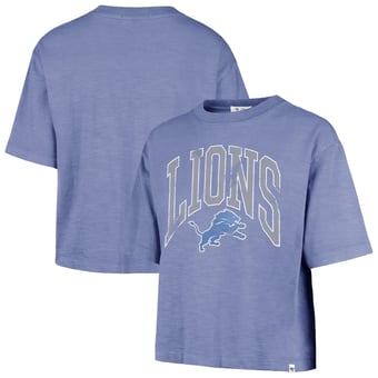 Women's '47  Blue Detroit Lions Cropped Mindi Slub T-Shirt