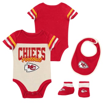 Infant & Newborn Outerstuff Kansas City Chiefs Up One Three-Piece Bodysuit, Bib & Booties Set