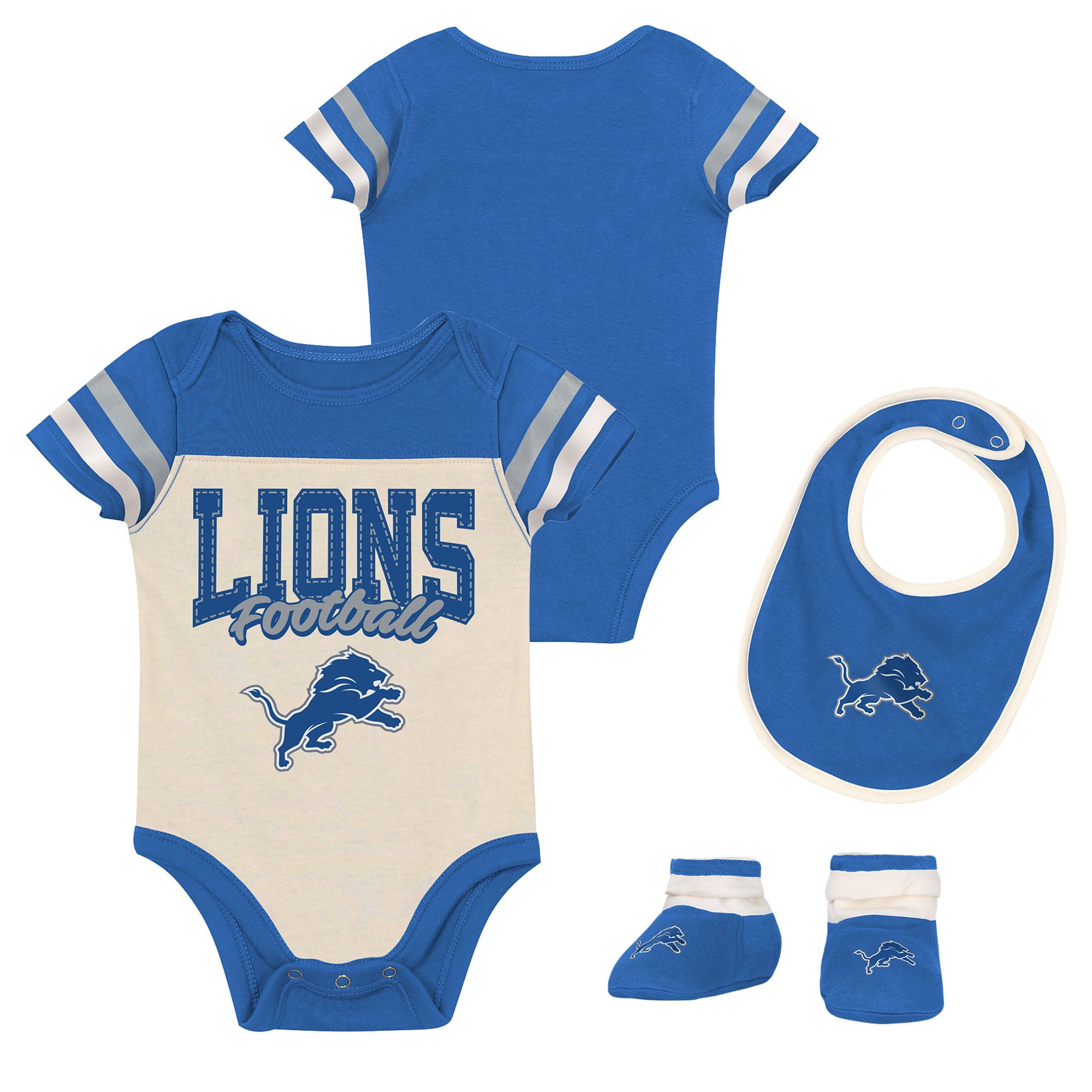 Infant & Newborn Outerstuff Detroit Lions Up One Three-Piece Bodysuit, Bib & Booties Set
