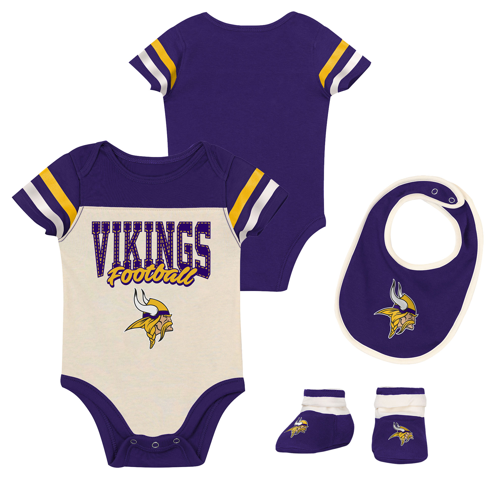 Infant & Newborn Outerstuff Minnesota Vikings Up One Three-Piece Bodysuit, Bib & Booties Set Infant & Newborn Outerstuff Minnesota Vikings Up One Three-Piece Bodysuit, Bib & Booties Set