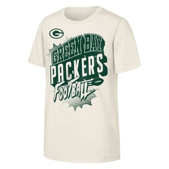 Youth Outerstuff Natural Green Bay Packers Action Comic T-Shirt