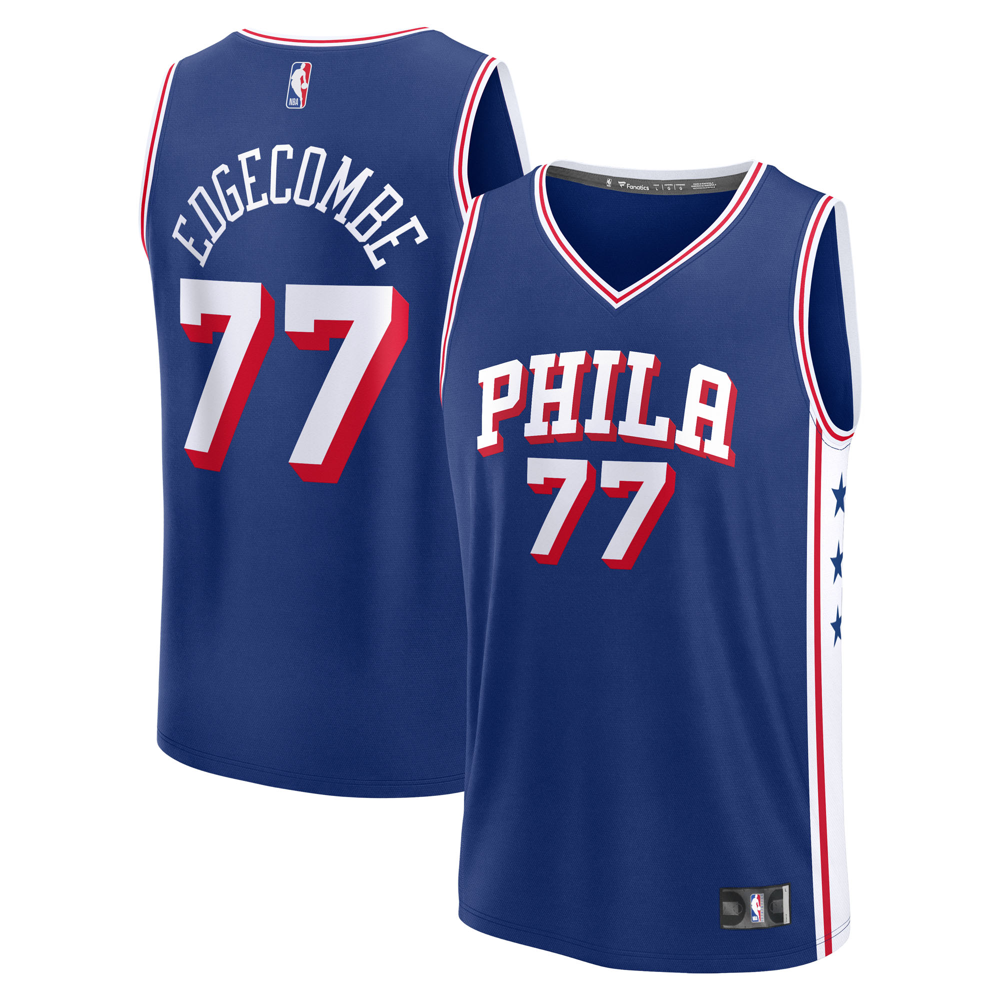 Men's Fanatics V. J. Edgecombe Royal Philadelphia 76ers 2025 NBA Draft First Round Pick Fast Break Replica Jersey - Icon Edition