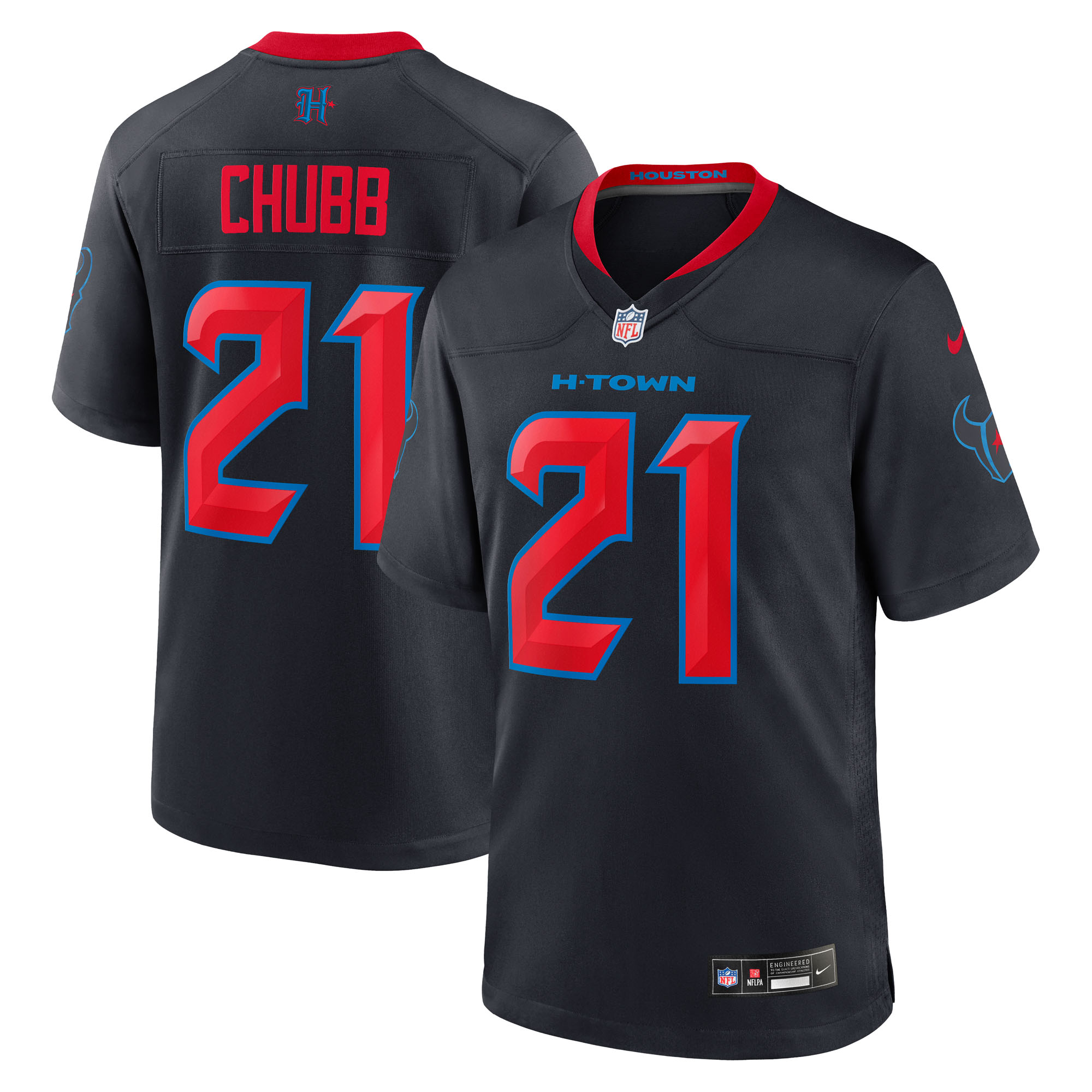 Men's Nike Nick Chubb Navy Houston Texans Alternate 2 Game Jersey