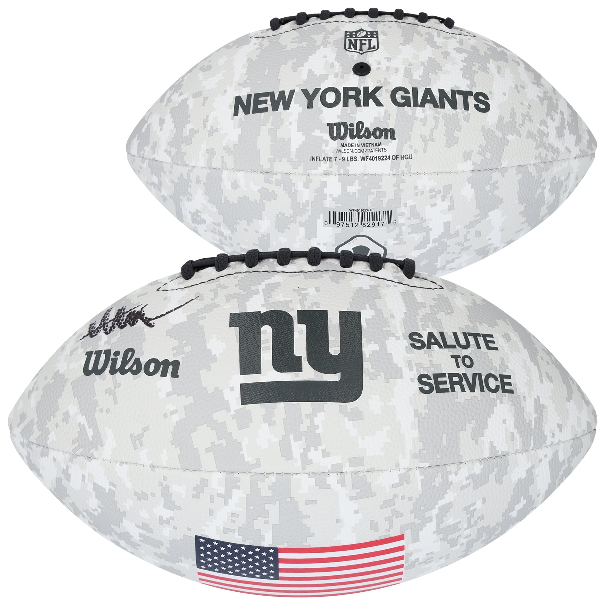 Abdul Carter New York Giants Autographed Wilson 2024 Salute To Service Football