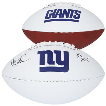 Abdul Carter New York Giants Autographed Franklin White Panel Football with "3rd Pick" Inscription