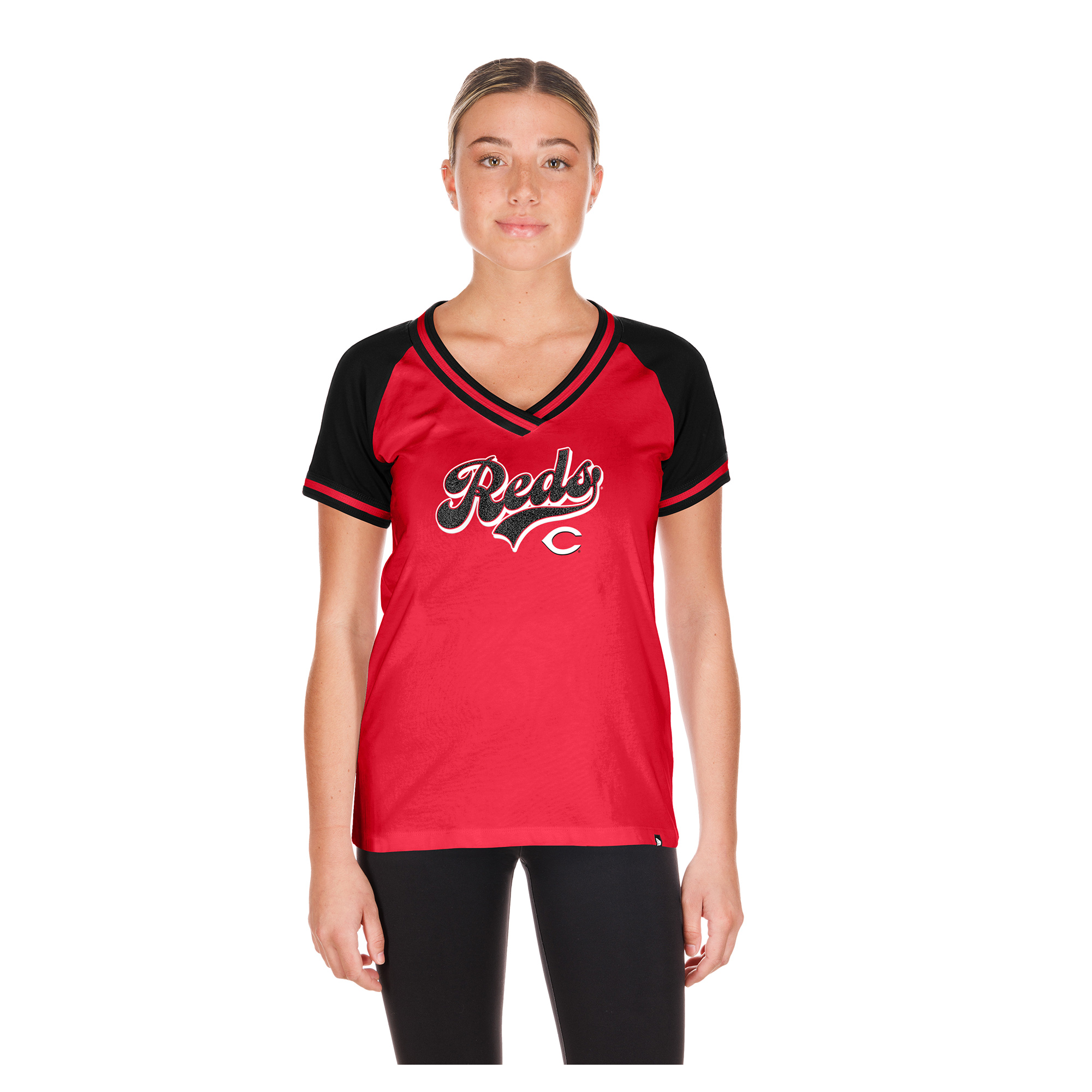 Women's New Era  Red Cincinnati Reds Gameday V-Neck T-Shirt