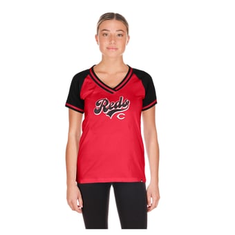 Women's New Era  Red Cincinnati Reds Gameday V-Neck T-Shirt