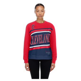 Women's New Era  Navy/Red Cleveland Guardians Gameday Fleece Sweatshirt