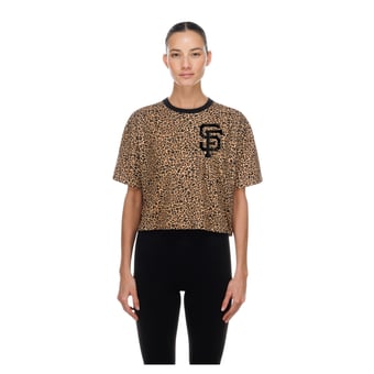 Women's New Era  Brown San Francisco Giants Leopard Boxy Cropped T-Shirt