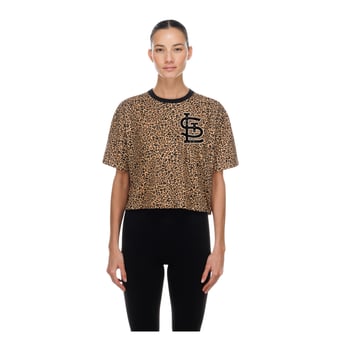 Women's New Era  Brown St. Louis Cardinals Leopard Boxy Cropped T-Shirt