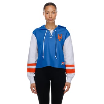 Women's New Era  Royal New York Mets Boxy Lace-Up Hoodie