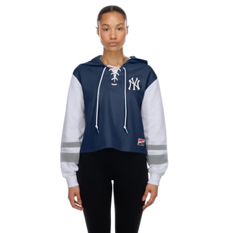 Women's New Era  Navy New York Yankees Boxy Lace-Up Hoodie