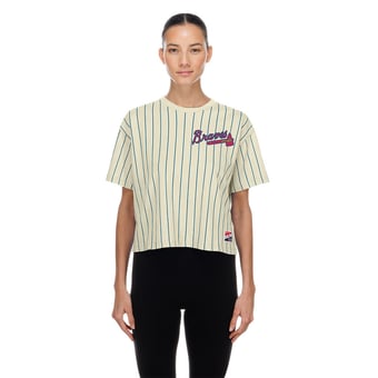 Women's New Era  Cream Atlanta Braves Throwback Boxy T-Shirt