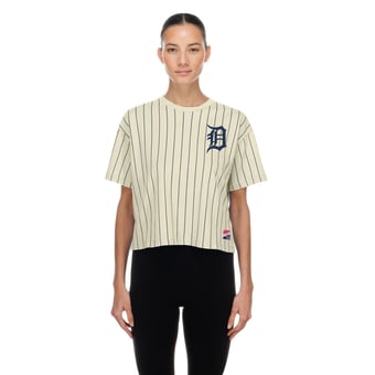 Women's New Era  Cream Detroit Tigers Throwback Boxy T-Shirt