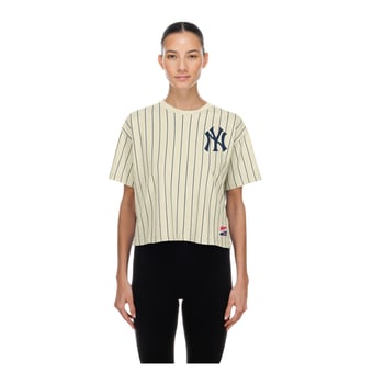 Women's New Era  Cream New York Yankees Throwback Boxy T-Shirt