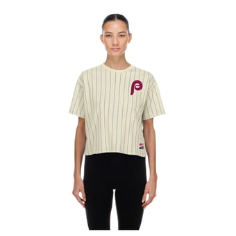 Women's New Era  Cream Philadelphia Phillies Throwback Boxy T-Shirt