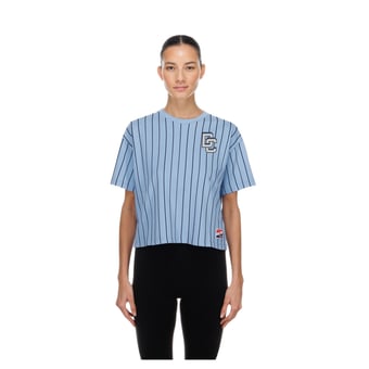 Women's New Era  Light Blue Washington Nationals City Connect Throwback Meshback Pinstripe Boxy T-Shirt