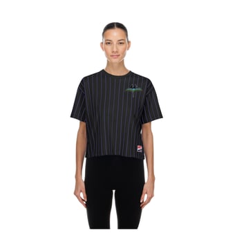 Women's New Era  Black Tampa Bay Rays City Connect Throwback Meshback Pinstripe Boxy T-Shirt