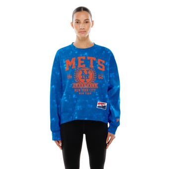Women's New Era  Royal New York Mets Throwback Oversized Boxy Sweatshirt