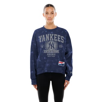 Women's New Era  Navy New York Yankees Throwback Oversized Boxy Sweatshirt