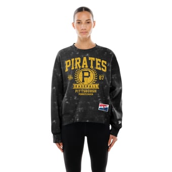 Women's New Era  Black Pittsburgh Pirates Throwback Oversized Boxy Sweatshirt