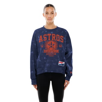 Women's New Era  Navy Houston Astros Throwback Oversized Boxy Sweatshirt