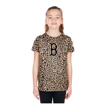 Girls Youth New Era  Brown Boston Red Sox Leopard T-Shirt