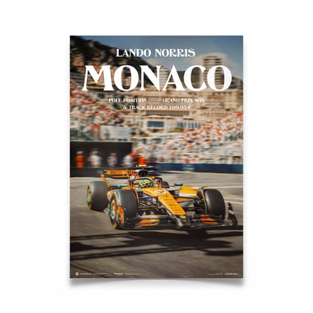 McLaren Lando Norris Monaco GP 2025 Winner - Pole Position & Track Record Poster