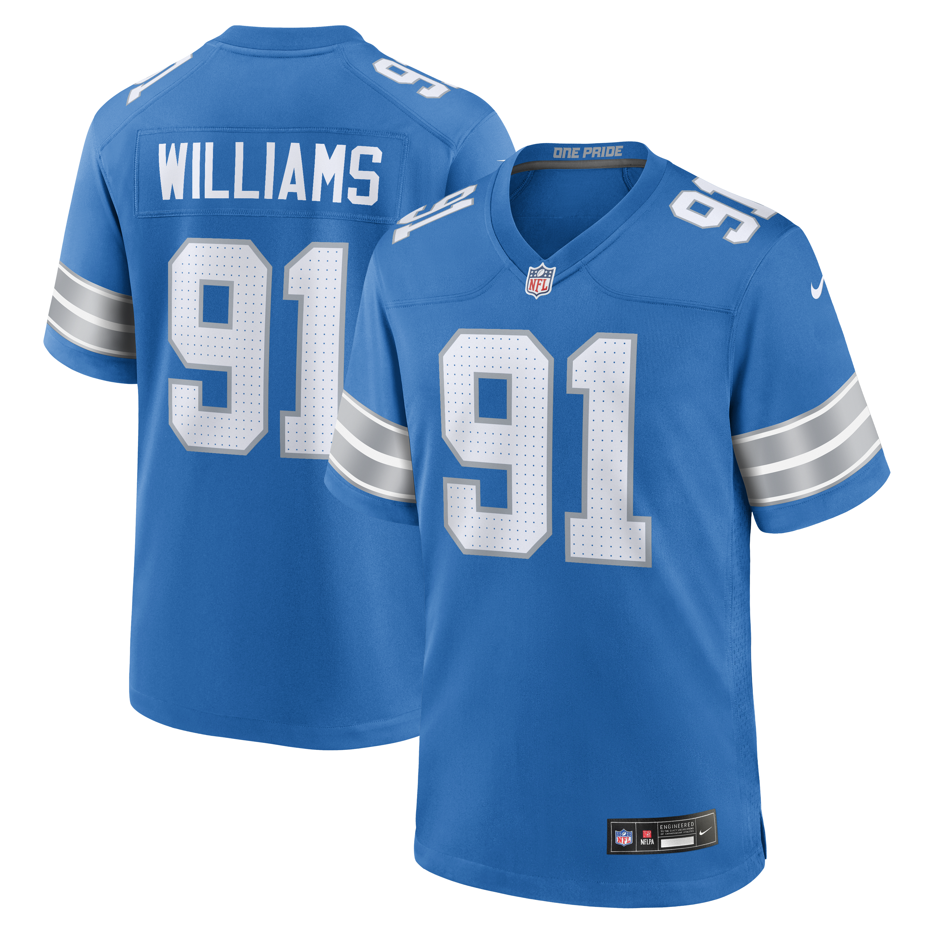 Men's Nike Tyleik Williams Blue Detroit Lions Team Game Jersey
