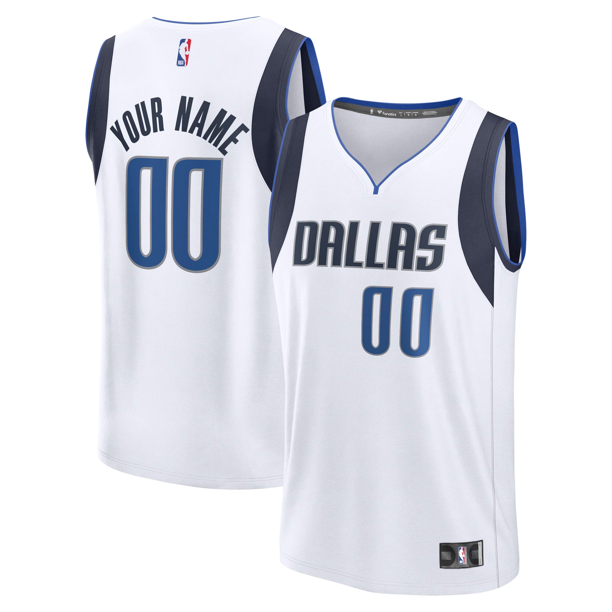 Men's Fanatics  White Dallas Mavericks Fast Break Custom Jersey - Association Edition