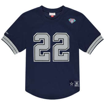 Men's Mitchell & Ness Emmitt Smith Navy Dallas Cowboys Retired Player Name & Number Mesh T-Shirt