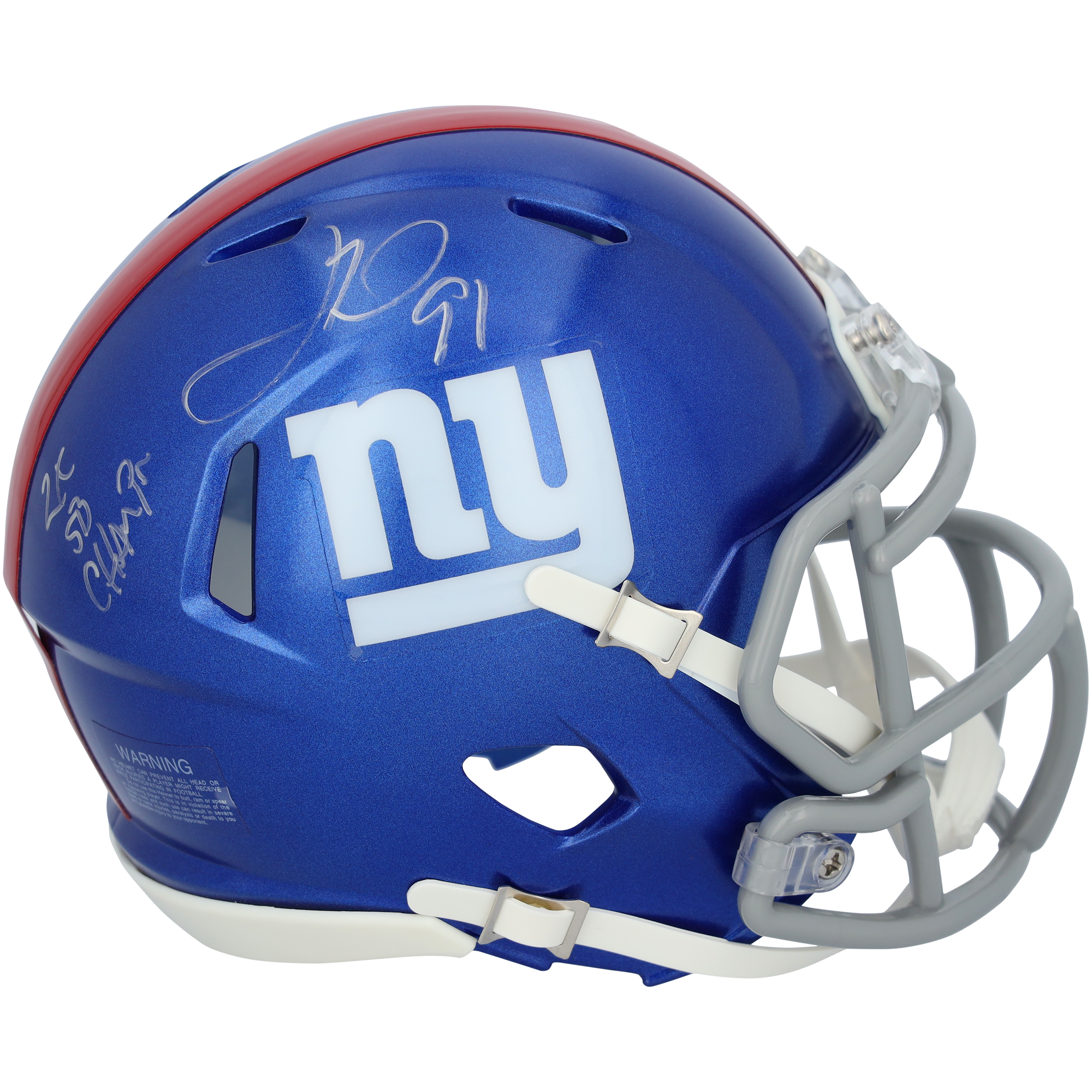Justin Tuck New York Giants Autographed Riddell Speed Mini Helmet with “2x SB Champs” Inscription Justin Tuck New York Giants Autographed Riddell Speed Mini Helmet with “2x SB Champs” Inscription