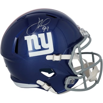 Justin Tuck New York Giants Autographed Riddell Speed Replica Helmet