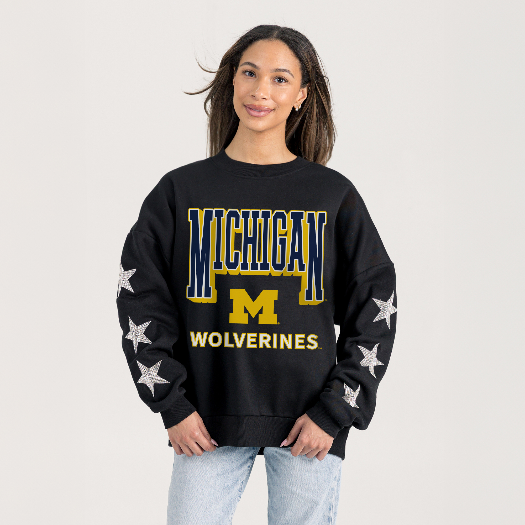 Women’s Gameday Couture Black Michigan Wolverines Pure Victory Relaxed Rhinestone Pullover Sweatshirt Women’s Gameday Couture Black Michigan Wolverines Pure Victory Relaxed Rhinestone Pullover Sweatshirt