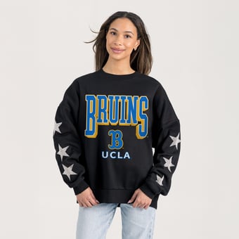 Women's Gameday Couture  Black UCLA Bruins Pure Victory Relaxed Rhinestone Pullover Sweatshirt