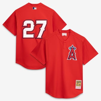 Men's Mitchell & Ness Vladimir Guerrero Red California Angels Authentic Batting Practice Jersey