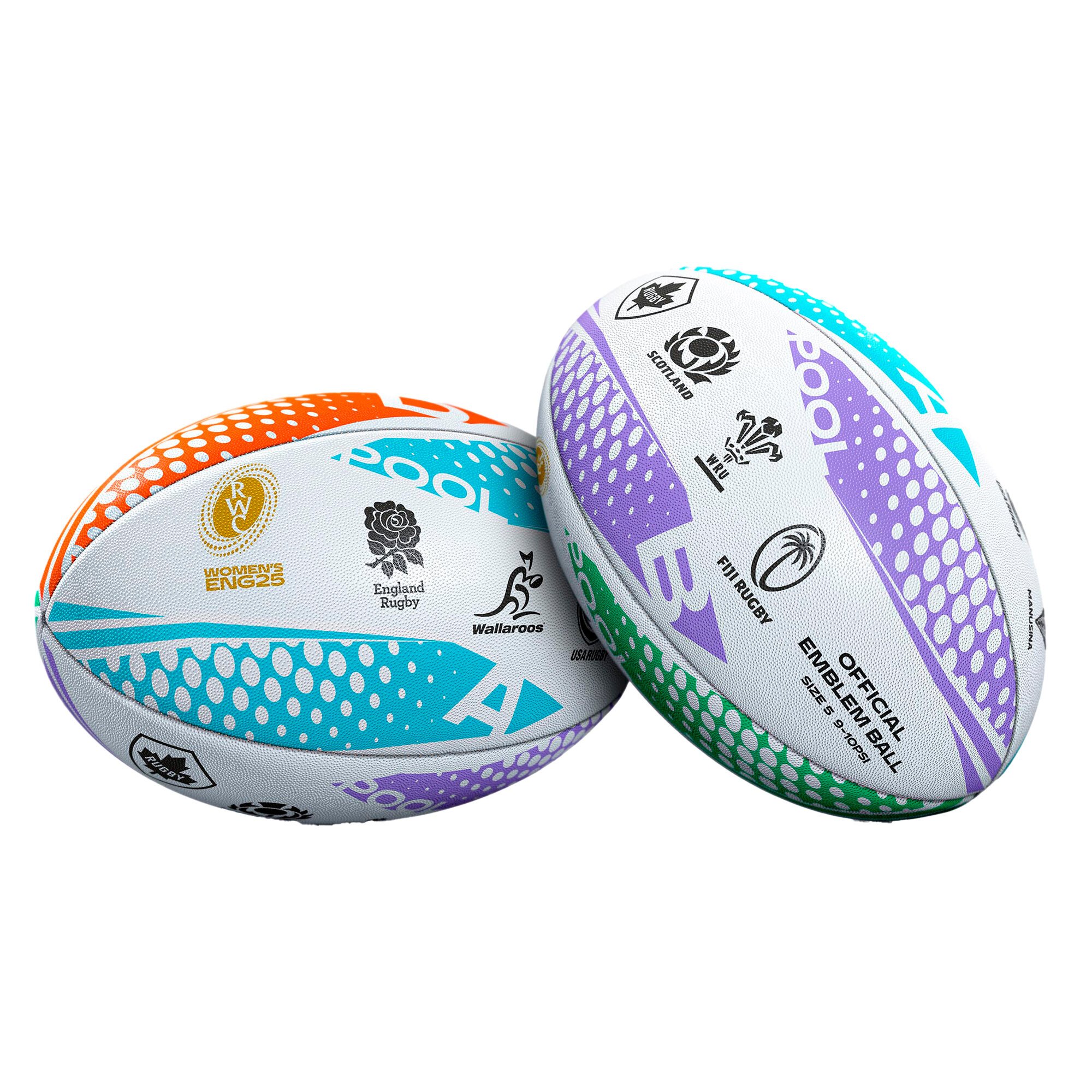 Pallone All Nations con stemma Coppa del Mondo di Rugby Femminile 2025 - Taglia 5