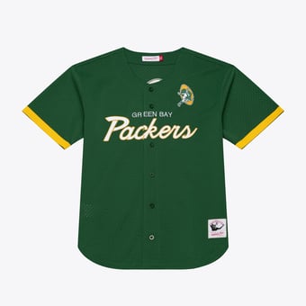 Men's Mitchell & Ness  Green Bay Packers Green Head Coach Mesh Full-Button Fashion Jersey